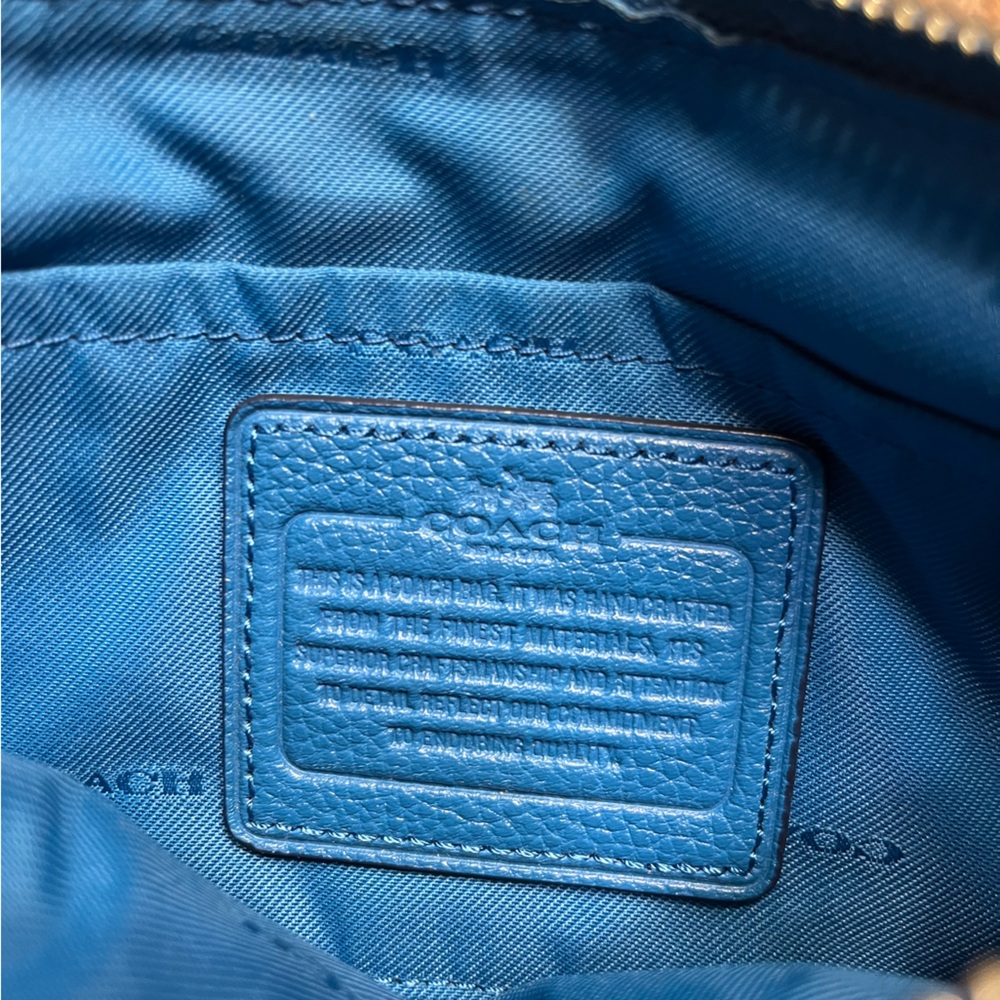Coach Small Rhyder Pochette Crossbody Bag Blue Shearling Leather Silver Hardware - Picture 8 of 8